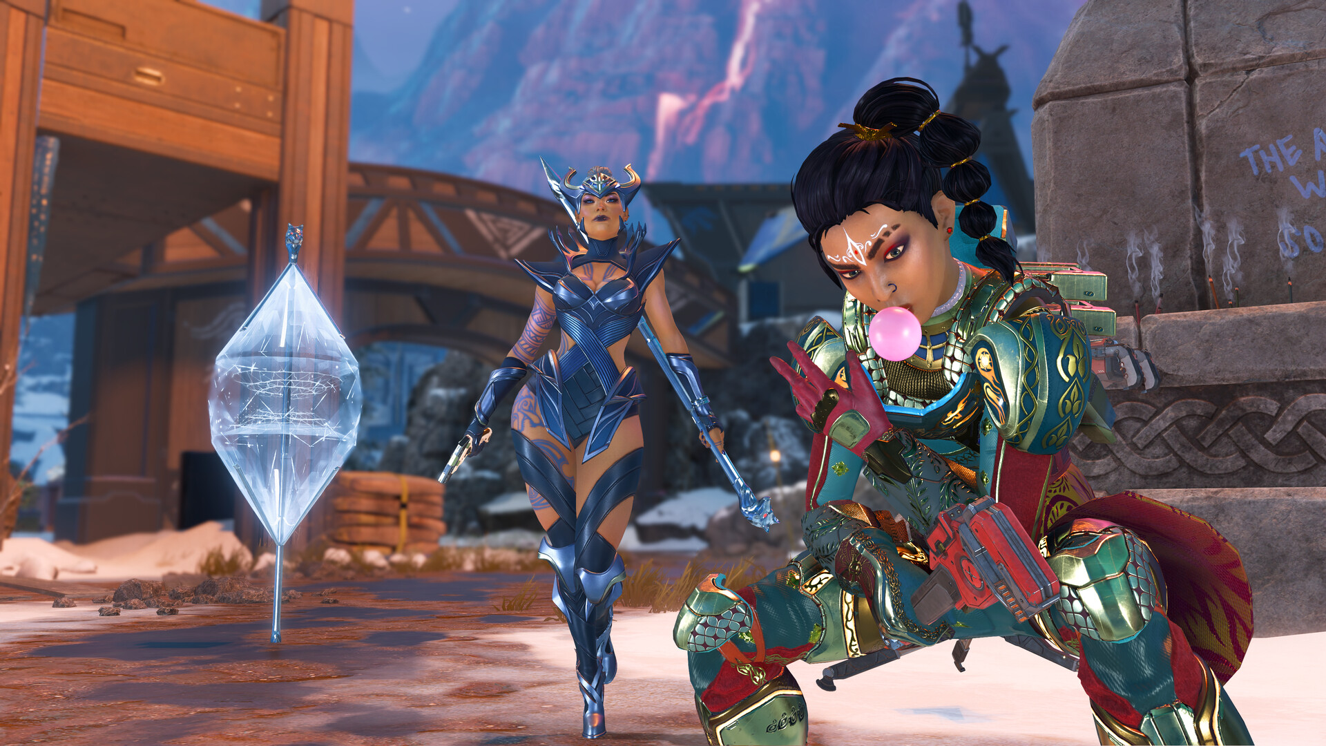 Three Legends posing together in an Apex Legends screenshot