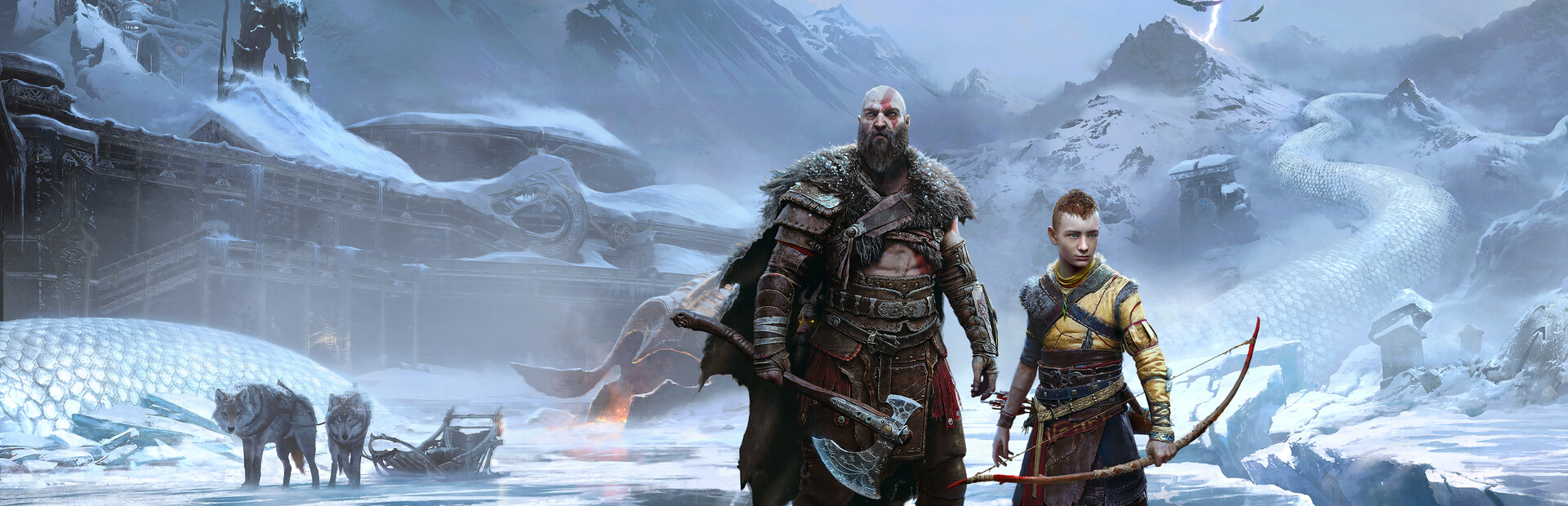 Kratos and Atreus in God of War Ragnarok key art