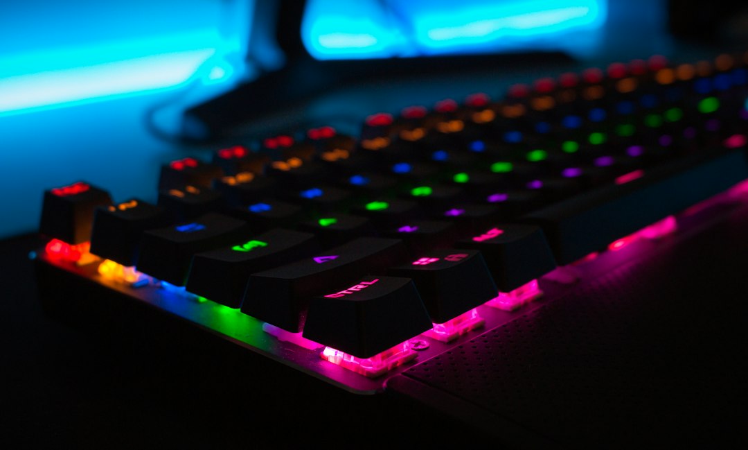 A backlit RGB gaming keyboard