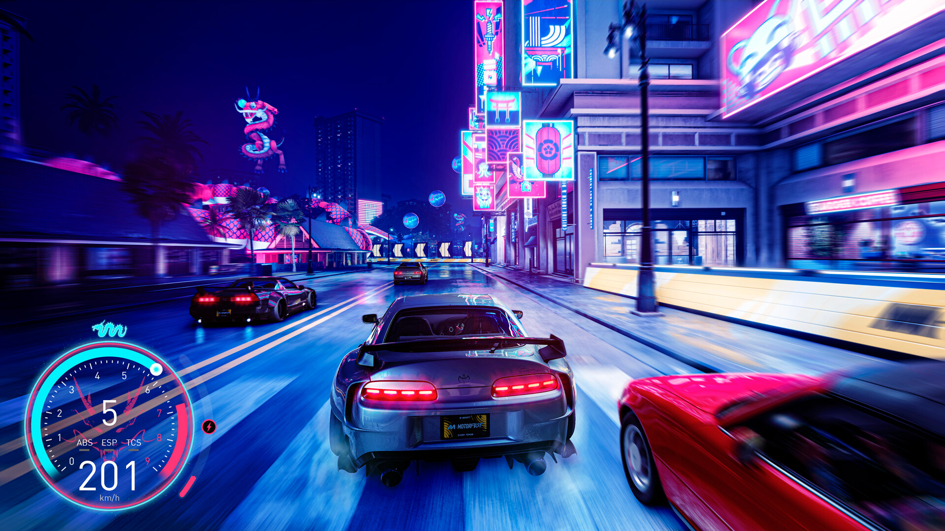 A night street race in The Crew Motorfest