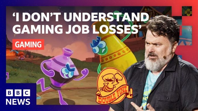 Tim Schafer speaking to BBC News