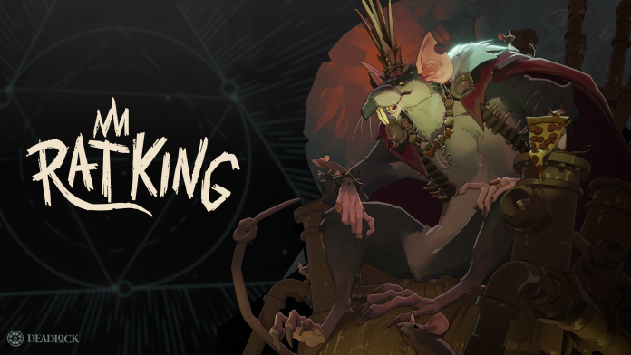 Deadlock's Rat King, a crowned rat in a regal coat, beside the Rat King logo