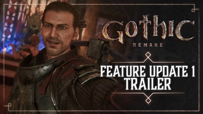 An armoured man grins beside the Gothic Remake logo and the words Feature Update 1 Trailer