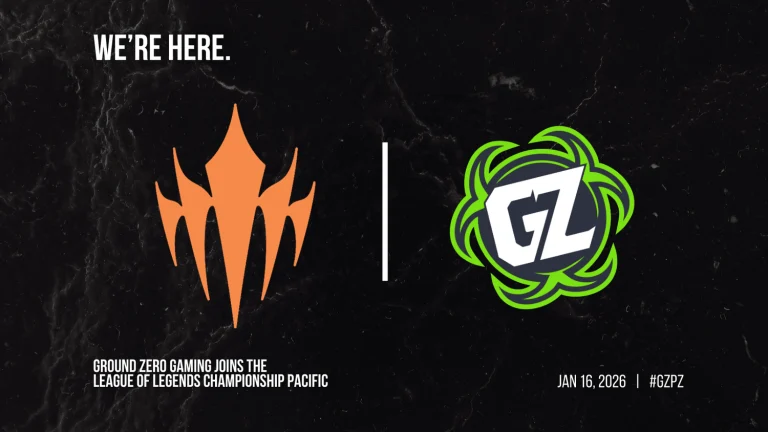 The LCP logo beside the Ground Zero Gaming logo, with the text Ground Zero Gaming joins the League of Legends Championship Pacific. Image: Ground Zero Gaming
