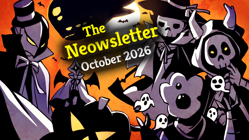 The Neowsletter October 2026 header art, with Halloween-styled Slay the Spire characters and ghosts